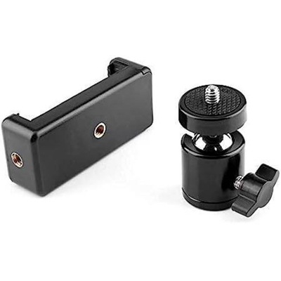 Picture of 360 degree Swivel Mini Ball Head Bracket Tripod Mount Adapter Tripod Mobile Holder Tripod Phone Mount Smartphone Clip Clipper (Phone Holder Clip and Ball Head) Black