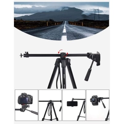 Picture of JMARY  KP-2209 Horizontal Extension Rod Cell Phone Camera Folding Tripod Stand - Black