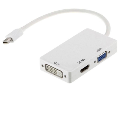 Picture of Mini DisplayPort to HDMI DVI VGA Adapter,Microsoft Surface Pro 6 5 4 3 Video Display Converter,Thunderbolt to HDMI VGA DVI Adaptor White