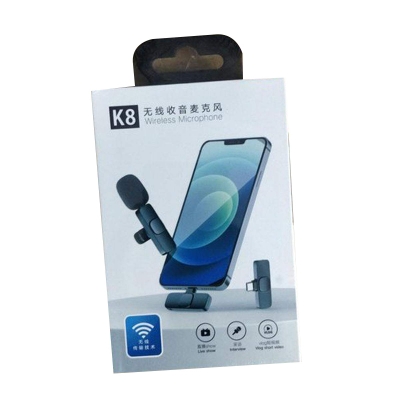 Picture of Wireless Lavalier Microphone k8 Portable Audio Video Record Mini Wireless k8 2.4Ghz  Microphone For Android Live Broadcast Gaming mobile Phone Type-C & Lighting Black Type c, Lighting