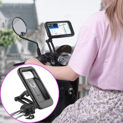 Picture of Waterproof 360° Rotation Motorcycle Bicycle Handlebar Mount Phone Bracket Holder Universal Black