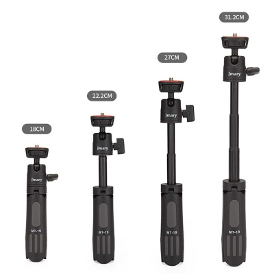 Picture of Jmary MT-19 Mini Selfie Stick with Tripod Stand (Coming with Universal Mobile Phone Holder) Compatible with Phones, Microphone, Action Camera & DSLR Black