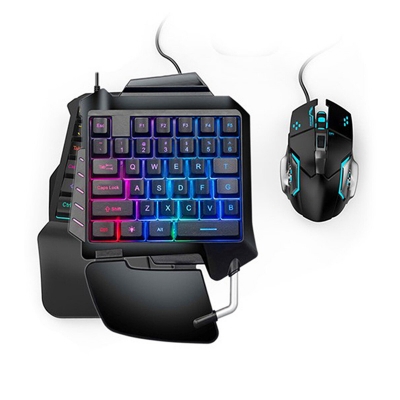 Picture of One-Handed Keyboard RGB Gaming Mouse + Gaming Keyboard Kit 35 Keys LED Left Hand Mini Keypad for Mobile Game Black