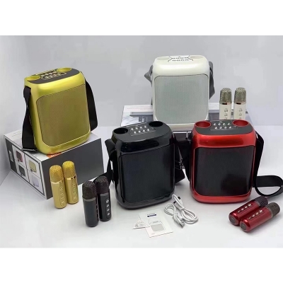 Picture of YS-220 Outdoor karaoke straps speaker with Dual UHF wireless mic speaker with  Dual microphone Multicolour