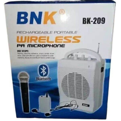 Picture of BNK-209 Rechargeable Portable Wireless P.A Microphone With Bluetooth, Handheld/Lapel Wireless Microphone White