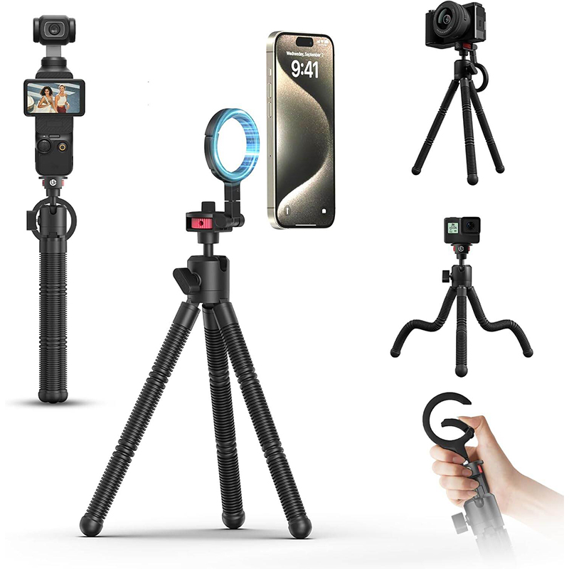 Picture of ULANZI MT30 Magnetic Flexible Tripod for iPhone 17-12 Series with 1/4" Thread, Mini Bendable Phone Holder Stand Black