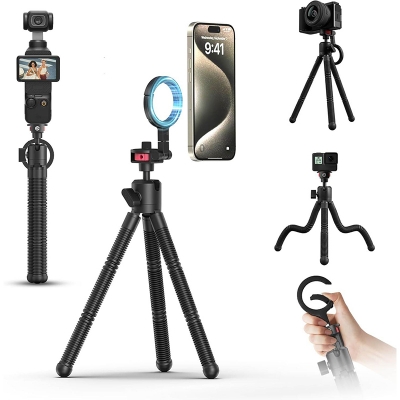 Picture of ULANZI MT30 Magnetic Flexible Tripod for iPhone 17-12 Series with 1/4" Thread, Mini Bendable Phone Holder Stand Black