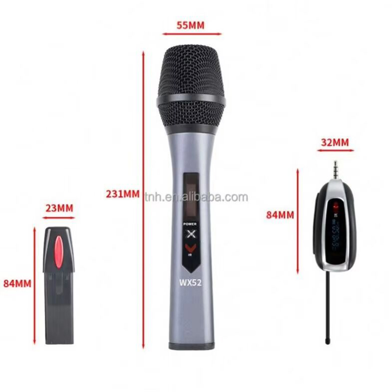 Picture of UHF Wireless Microphone System with Metal Handheld Mics Professional Cordless Dynamic Mic Set for Home Karaoke, Church, DJ, Party, Wedding, Meeting, KTV, PA System (Silver)