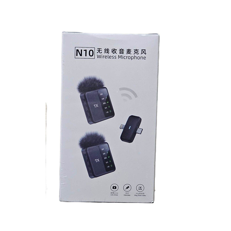 Picture of Professional N10 Wireless Dual  Microphone for Android & iPhone  Noise Reduction Mini Lapel Mic Black