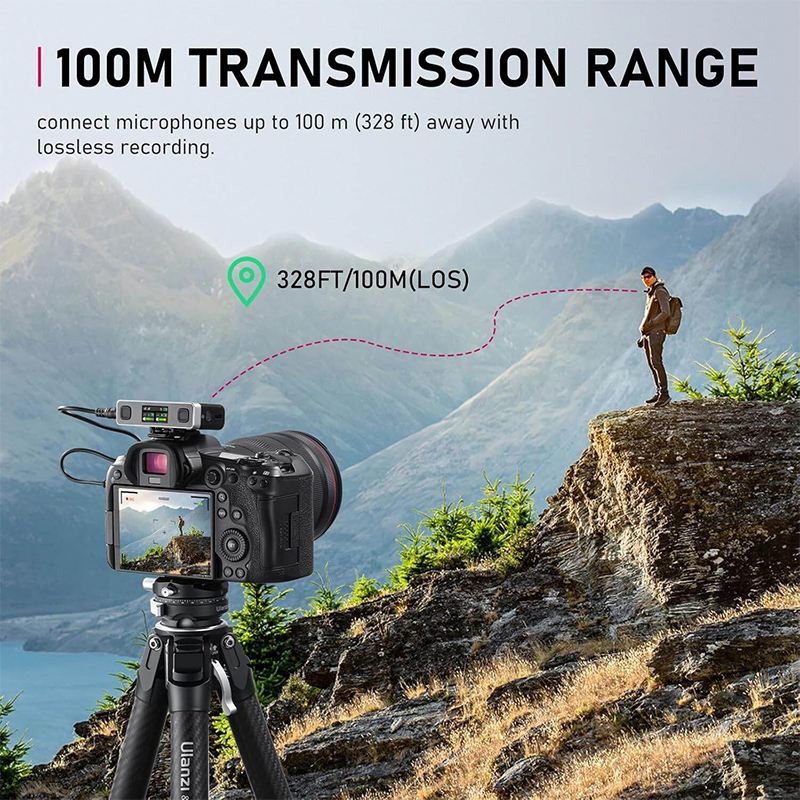 Picture of ULANZI AM18 Wireless Lavalier Microphone, U-Mic Lavalier Lapel Mic with 100m(328ft) Range,LCF Noise Cancellation, 20H Battery, Compact Wireless Lapel Mic for DSLR Cameras/iPhone/Android/Live Streaming Black