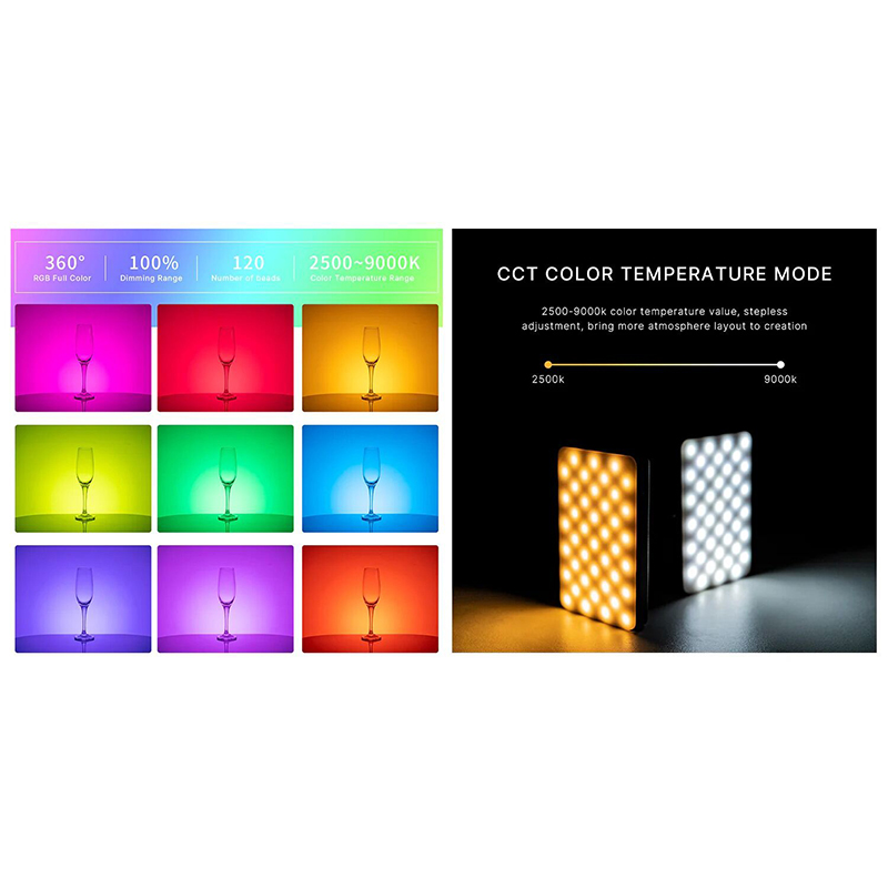 Picture of Ulanzi VL120 RGB Compact Video Light with Display Screen Diffuser Mini Camera RGB Light Smartphone Selfie Lighting 3100mAh 