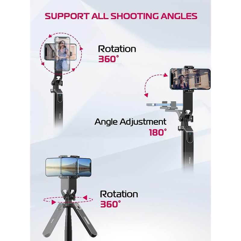 Picture of Ulanzi MA09 Selfie Stick Tripod, 71" Extendable Phone Tripod with Romote, Portable Cellphone Stand Tripod Quadrapod & iPhone Tripod, 3-in-1 Upgraded Travel Tripod for iPhone/Samsung/Camera/GoPro Black
