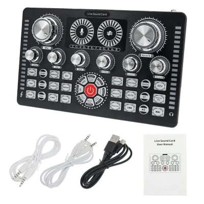Picture of Studio Sound Mixer Q7 Sound Card Audio Mixer for Recording Live Streaming Sound Card Kit For Phone PC Black