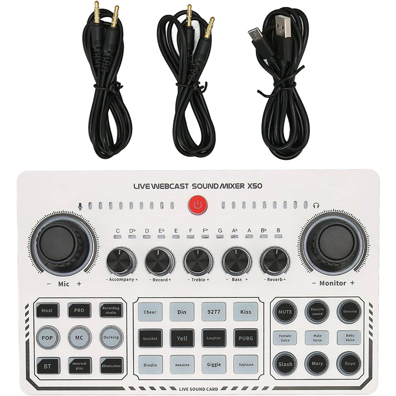 Picture of Professional USB Sound Card X50 with Intelligent Dodging, Reverb Adjustment, and Wireless Bluetooth Connectivity for Live Streaming and Audio Mixing Multicolor