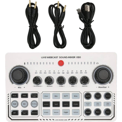 Picture of Professional USB Sound Card X50 with Intelligent Dodging, Reverb Adjustment, and Wireless Bluetooth Connectivity for Live Streaming and Audio Mixing Multicolor