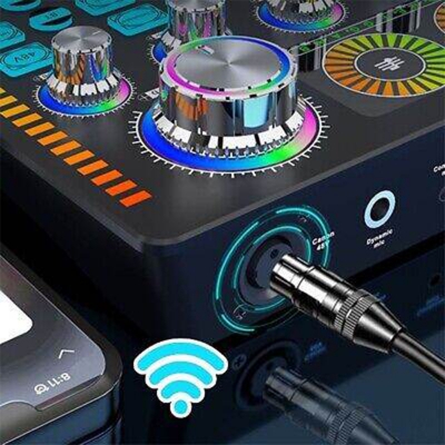 Picture of Professional Podcast Studio Sound Mixer Q7 Sound Card Audio Mixer for Recording Live Streaming Sound Card Kit For Phone PC Black