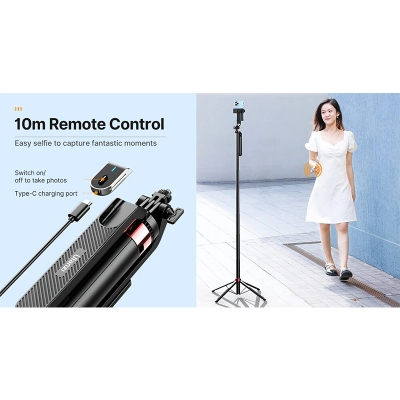 Picture of Ulanzi MA09 Selfie Stick Tripod, 71" Extendable Phone Tripod with Romote, Portable Cellphone Stand Tripod Quadrapod & iPhone Tripod, 3-in-1 Upgraded Travel Tripod Black