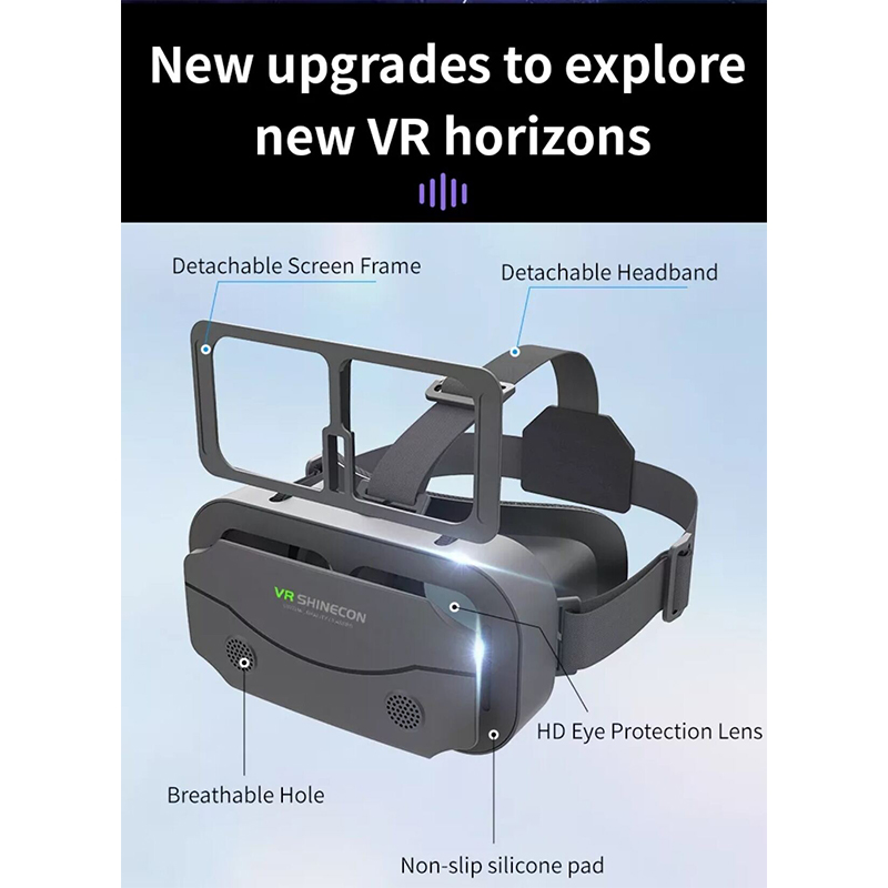 Picture of VR Shinecon G13 New 3D Virtual Reality Headset with Adjustable Lens, HD Eye Protection, and Non-slip Silicone Pad – Compatible with 4.7-7 inch Smartphones Black