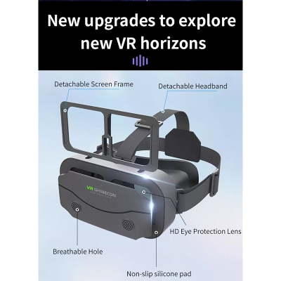 Picture of VR Shinecon G13 New 3D Virtual Reality Headset with Adjustable Lens, HD Eye Protection, and Non-slip Silicone Pad – Compatible with 4.7-7 inch Smartphones Black