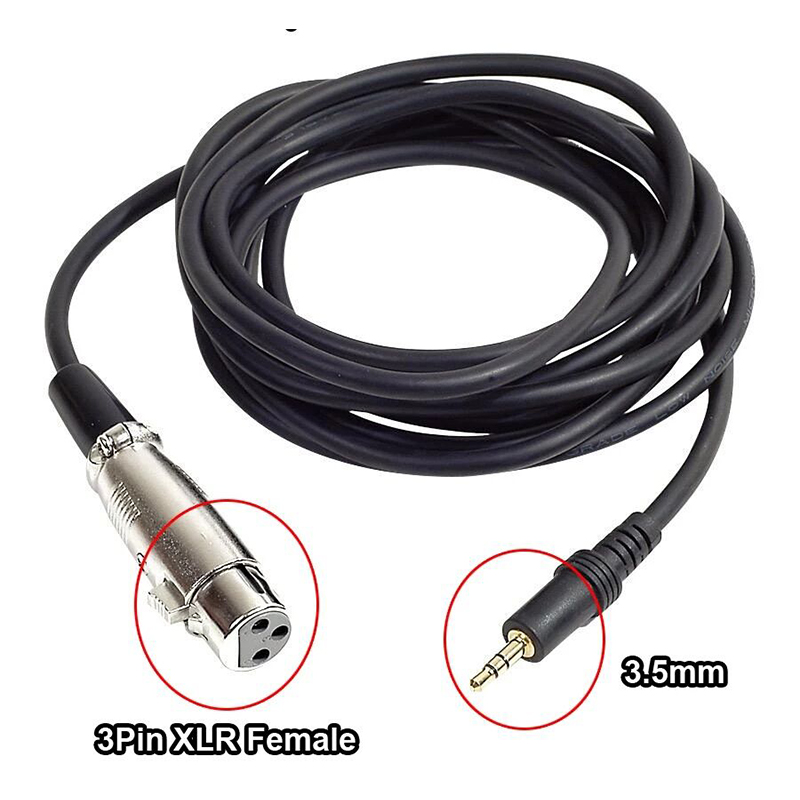 Picture of XLR 3Pin Female to 3.5mm Microphone Cable For Karaoke KTV Computer Broadcast Studio Mic 1.5M Condenser Microphone Cable Black