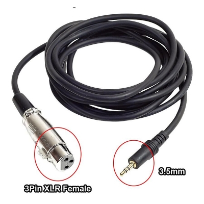 Picture of XLR 3Pin Female to 3.5mm Microphone Cable For Karaoke KTV Computer Broadcast Studio Mic 1.5M Condenser Microphone Cable Black