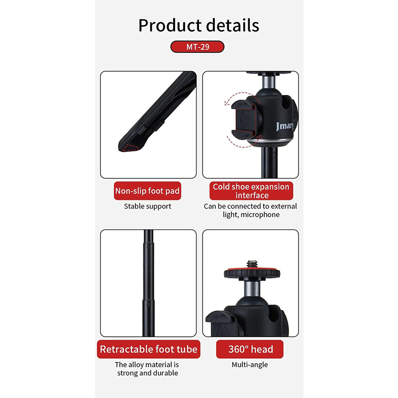 Picture of Jmary MT-29 2 in 1 Portable Tripod & Selfie Stick Black