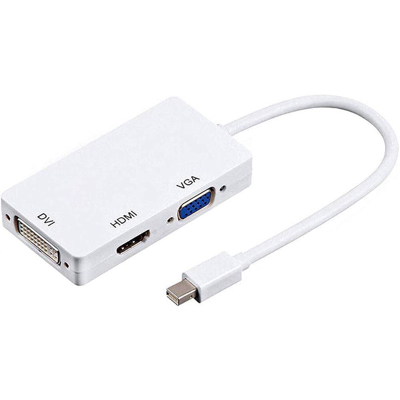 Picture of Mini DisplayPort to HDMI DVI VGA Adapter,Microsoft Surface Pro 6 5 4 3 Video Display Converter,Thunderbolt to HDMI VGA DVI Adaptor White