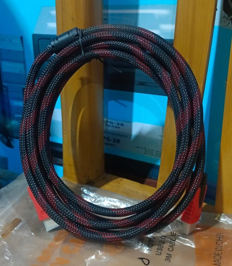 Picture of Hdmi To Hdmi Cable.type  Round Length   1.5 Miter  Male A To Male A  Cable best quality black and red color available - Red - Black