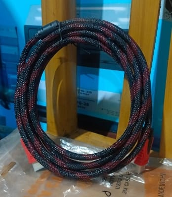 Picture of Hdmi To Hdmi Cable.type  Round Length   1.5 Miter  Male A To Male A  Cable best quality black and red color available - Red - Black