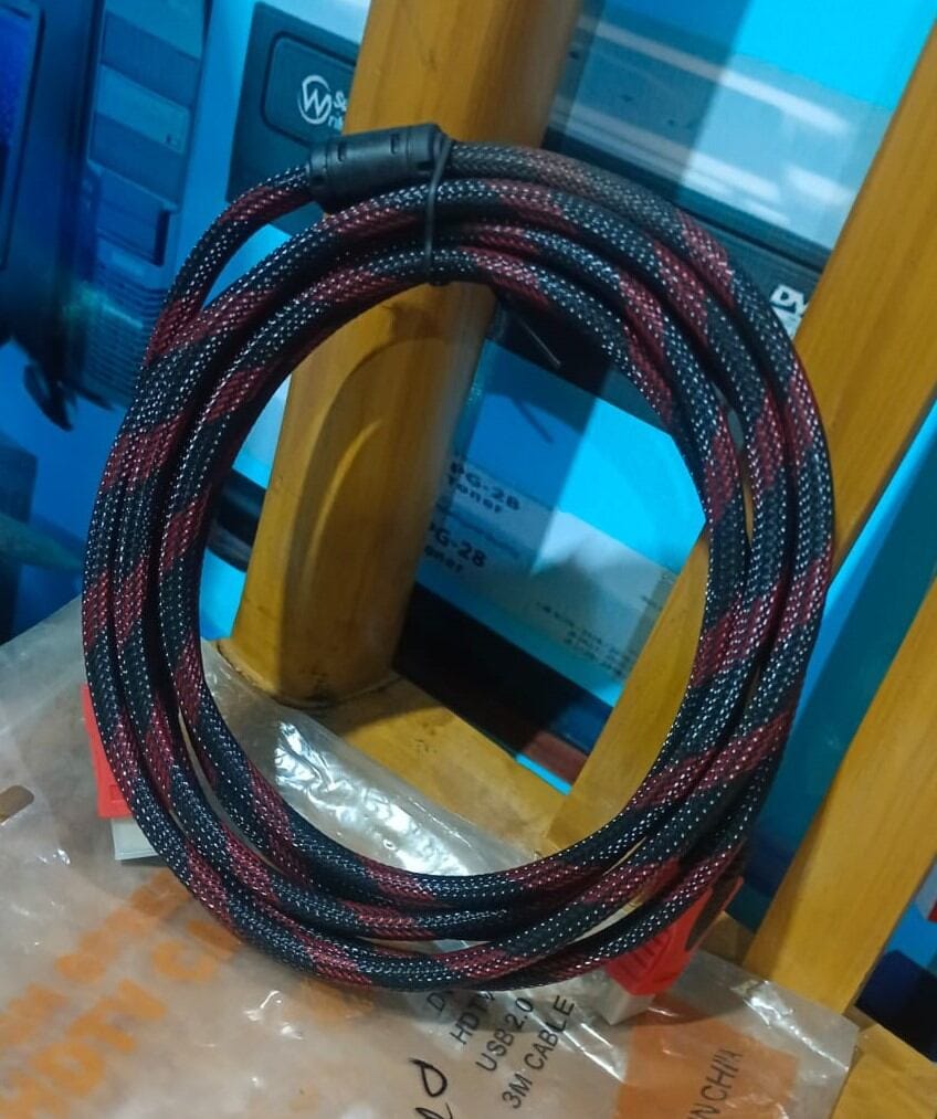 Picture of Hdmi To Hdmi Cable.type  Round Length   1.5 Miter  Male A To Male A  Cable best quality black and red color available - Red - Black