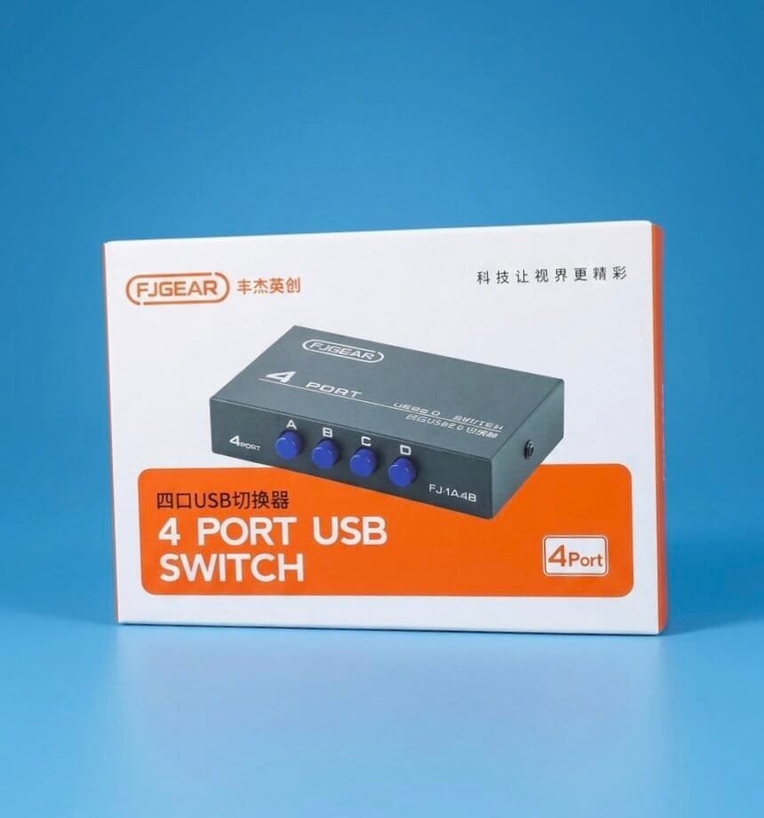Picture of Printer Switch 4Port High quality usb2.0 Model:1A4B sharing switch 4 input 1 output usb switch adapter For PC Scanner Printer - Usb Hub - Black