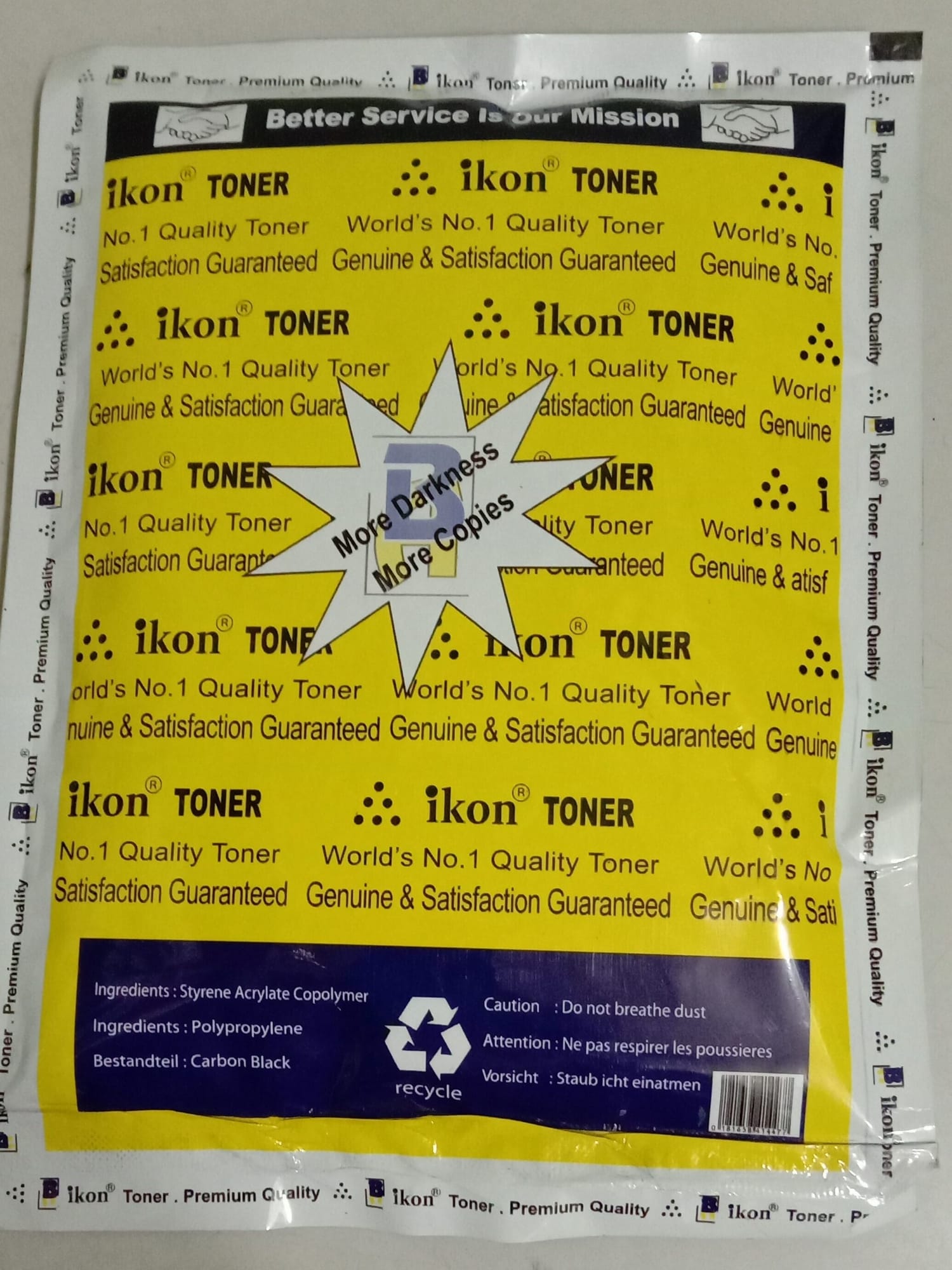 Picture of Toner Poly For ALL hp and Canon Laser Printer TONER FOR REFILL (Ikon Brand) High Quality, 150g better darkness - Black