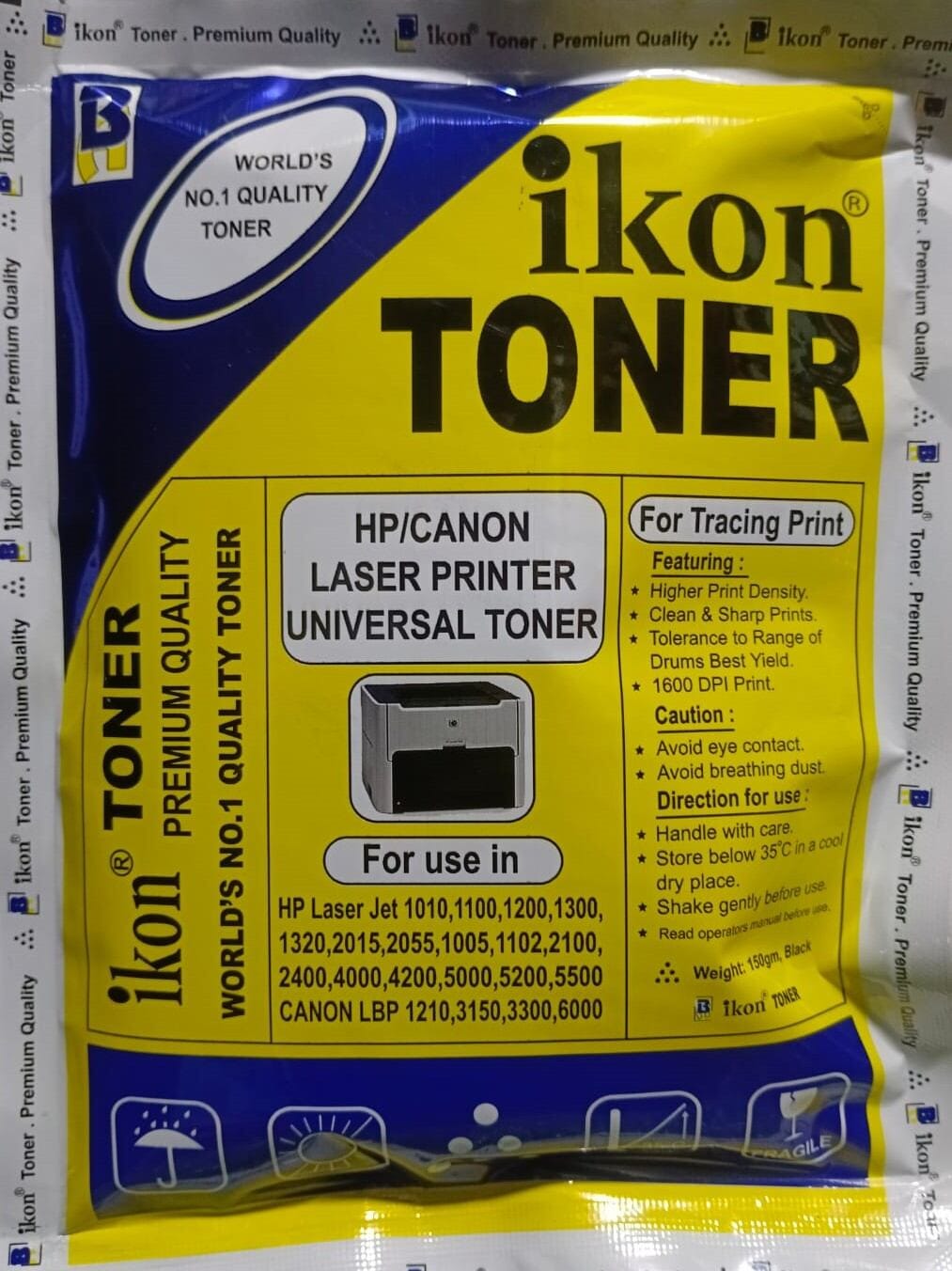 Picture of Toner Poly For ALL hp and Canon Laser Printer TONER FOR REFILL (Ikon Brand) High Quality, 150g better darkness - Black