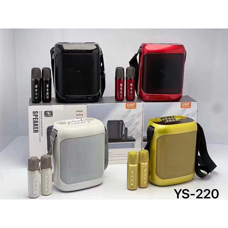 Picture of YS-220 Outdoor karaoke straps speaker with Dual UHF wireless mic speaker with  Dual microphone Multicolour