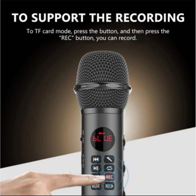 Picture of 3 in 1 Wireless Karaoke Microphone Handheld Bluetooth Speaker Singing Recorder Microphone High Volume Long Battery Life L598 