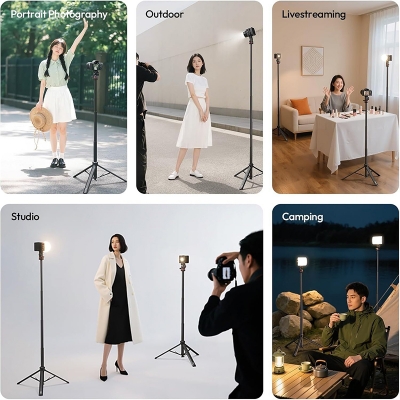 Picture of ULANZI MT-80 Aluminum Tripod Stand, 7FT Extendable Camera Phone Tripod for Travel, Auto Pop-Up, 1/4" Screw, 360 Ball Head Portable Photo Video Light Stand for DSLR Camera, Ring Light, Video Rig Black