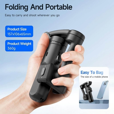 Picture of Avalonic TOKQI M02 3-Axis Handheld Gimbal Stabilizer Cell Phone Selfie Tripod with Detachable Remote for iPhone Android Smartphone, Black (M02) Black
