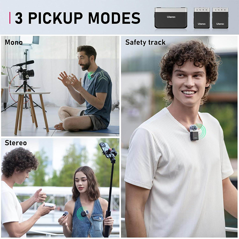 Picture of ULANZI AM18 Wireless Lavalier Microphone, U-Mic Lavalier Lapel Mic with 100m(328ft) Range,LCF Noise Cancellation, 20H Battery, Compact Wireless Lapel Mic for DSLR Cameras/iPhone/Android/Live Streaming Black