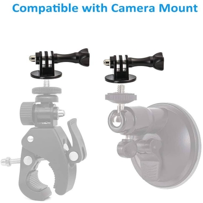 Picture of Tripod Mount Adapter Compatible with GoPro Hero 8, 7, 6, 5, 4, Session, 3+, 3, 2, 1, Hero (2018), Fusion, DJI Osmo, Sjcam, Xiaoyi Action Cameras - Pack of 1 (Black) 