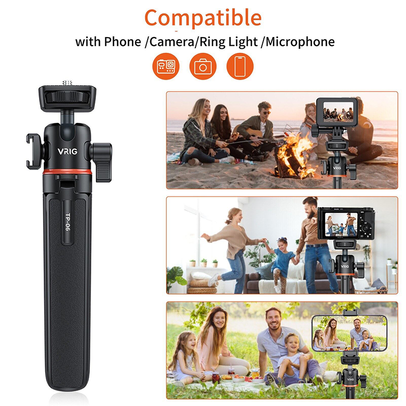 Picture of Vrig TP-06 Black Portable Selfie Stick Handheld Tripod Stand For Smartphone Black
