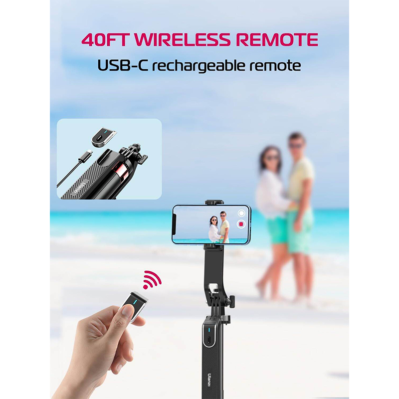 Picture of Ulanzi MA09 Selfie Stick Tripod, 71" Extendable Phone Tripod with Romote, Portable Cellphone Stand Tripod Quadrapod & iPhone Tripod, 3-in-1 Upgraded Travel Tripod for iPhone/Samsung/Camera/GoPro Black