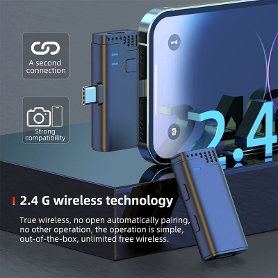 Picture of Jmary MW-16 2.4G Wireless Dual 3 in 1 Wireless Lapel Microphone For 3 in 1 Mic For  iPhone Mobile & Camera Black