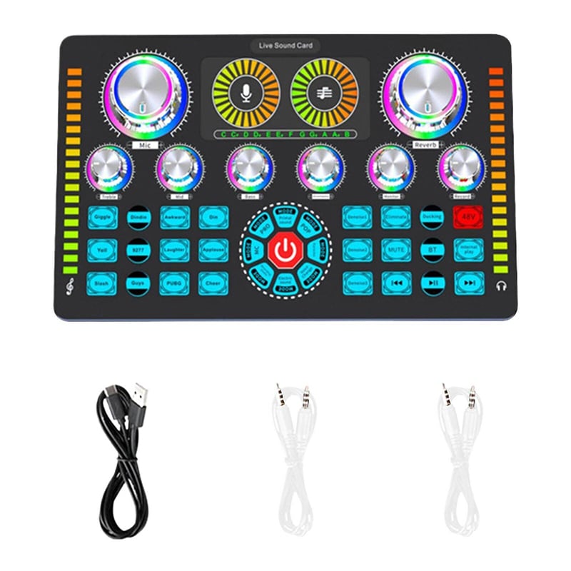Picture of Studio Sound Mixer Q7 Sound Card Audio Mixer for Recording Live Streaming Sound Card Kit For Phone PC Black