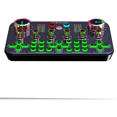 Picture of K600 Sound Card Professional Live Broadcast Equipment Accessory Kit Audio Sound Card Mixer Mobile Phone Computer Universal Black