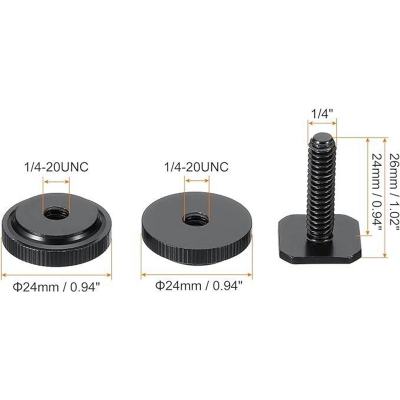 Picture of 1/4"-20 Camera Hot Shoe Mount, 1 Pack Flash Cold Shoe Mount Tripod Screw Adapter for DSLR Rig Black