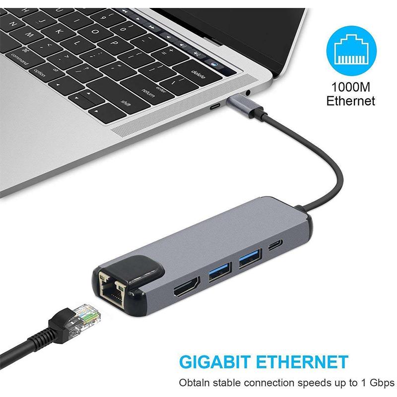 Picture of USB C Hub Multi-Port Adapter 5 in 1 with 4K HDMI Resolution for USB C 