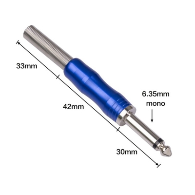 Picture of 6.5/6.35mm Copper Nickel Plating Mono Channel Microphone Audio Connector Soldering Joint Plug 4 pcs 