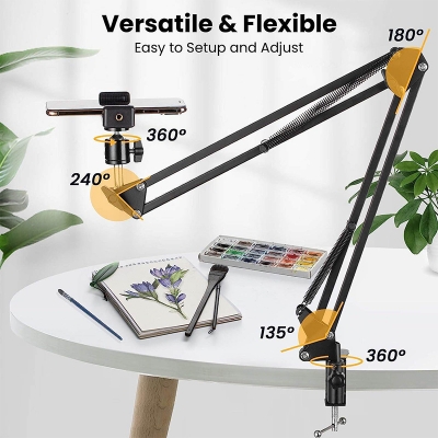 Picture of 360 degree Swivel Mini Ball Head Bracket Tripod Mount Adapter Tripod Mobile Holder Tripod Phone Mount Smartphone Clip Clipper (Phone Holder Clip and Ball Head) Black