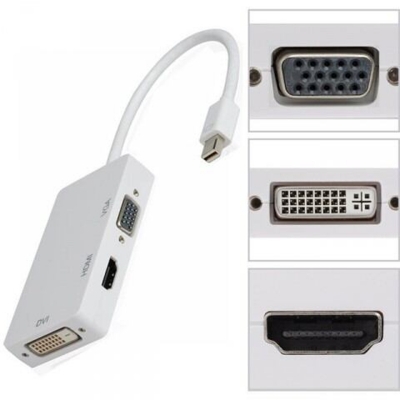 Picture of Mini DisplayPort to HDMI DVI VGA Adapter,Microsoft Surface Pro 6 5 4 3 Video Display Converter,Thunderbolt to HDMI VGA DVI Adaptor White