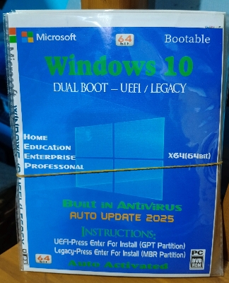 Picture of W-i-n-d-o-w  TEN  installation DVD T-E-N  o-p-e-r-a-t-i-n-g system silver disk available 100% working dvd